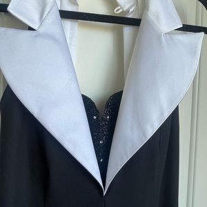 Formal Vintage Tuxedo Sweetheart Beaded Gown Pretty Woman with Slit